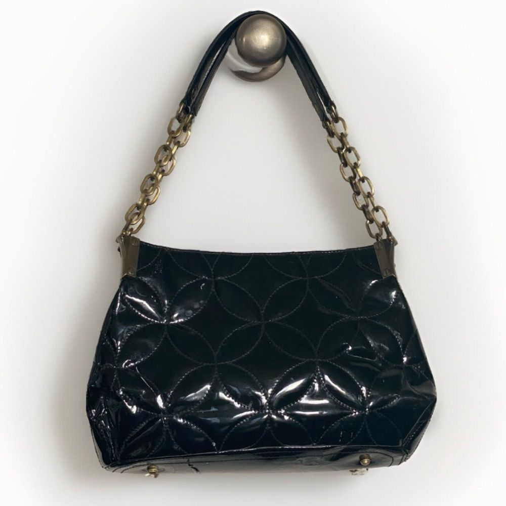 Rare Eric Javits New York Patent Leather Quilted Shoulder Bag